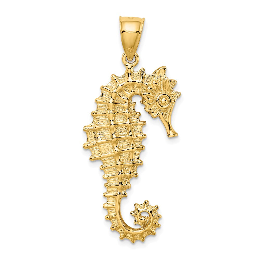 14k Yellow Gold 18 mm 3D Seahorse Pendant (5.47 grams)