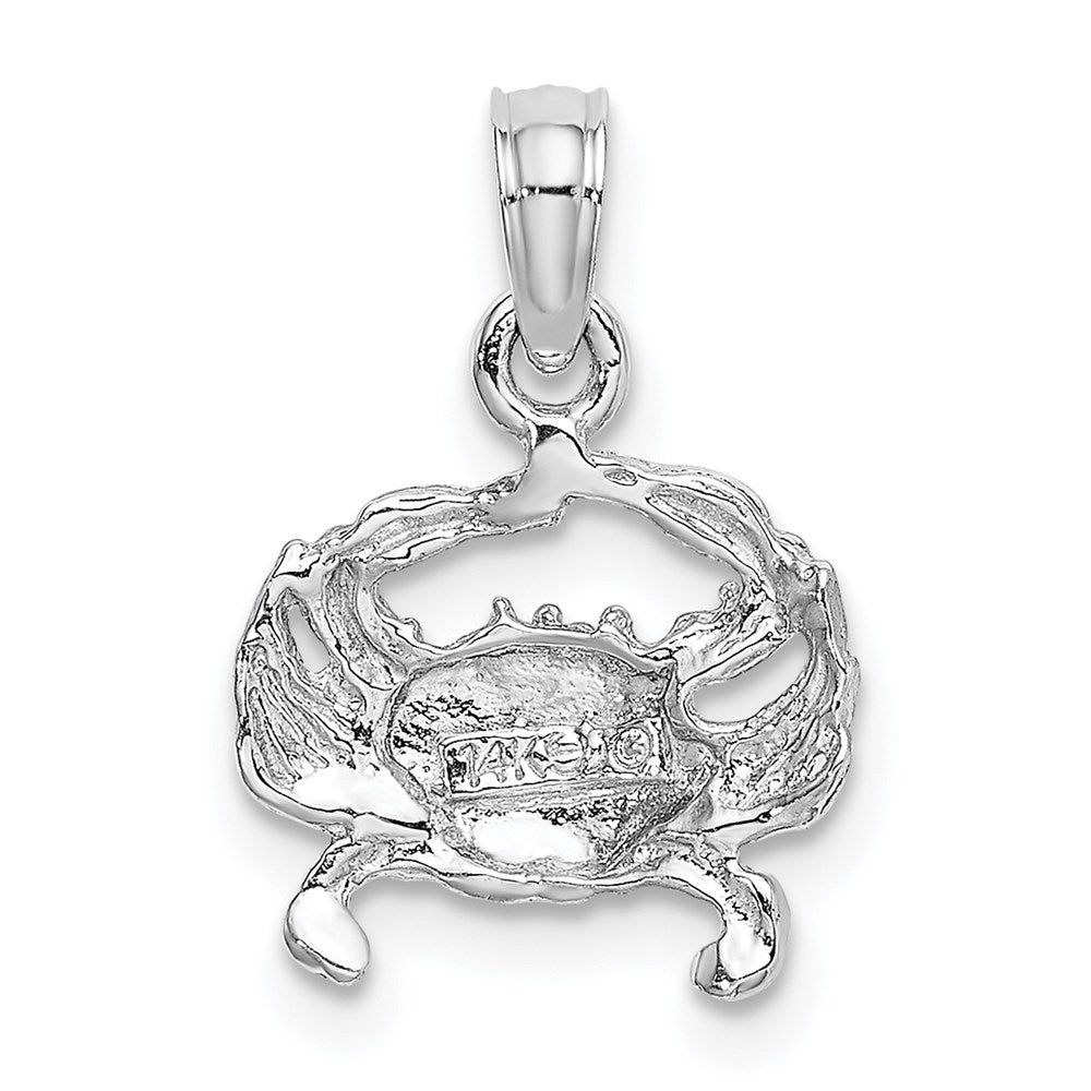 14k White Gold 11.7 mm Blue Crab Charm (0.76 grams)