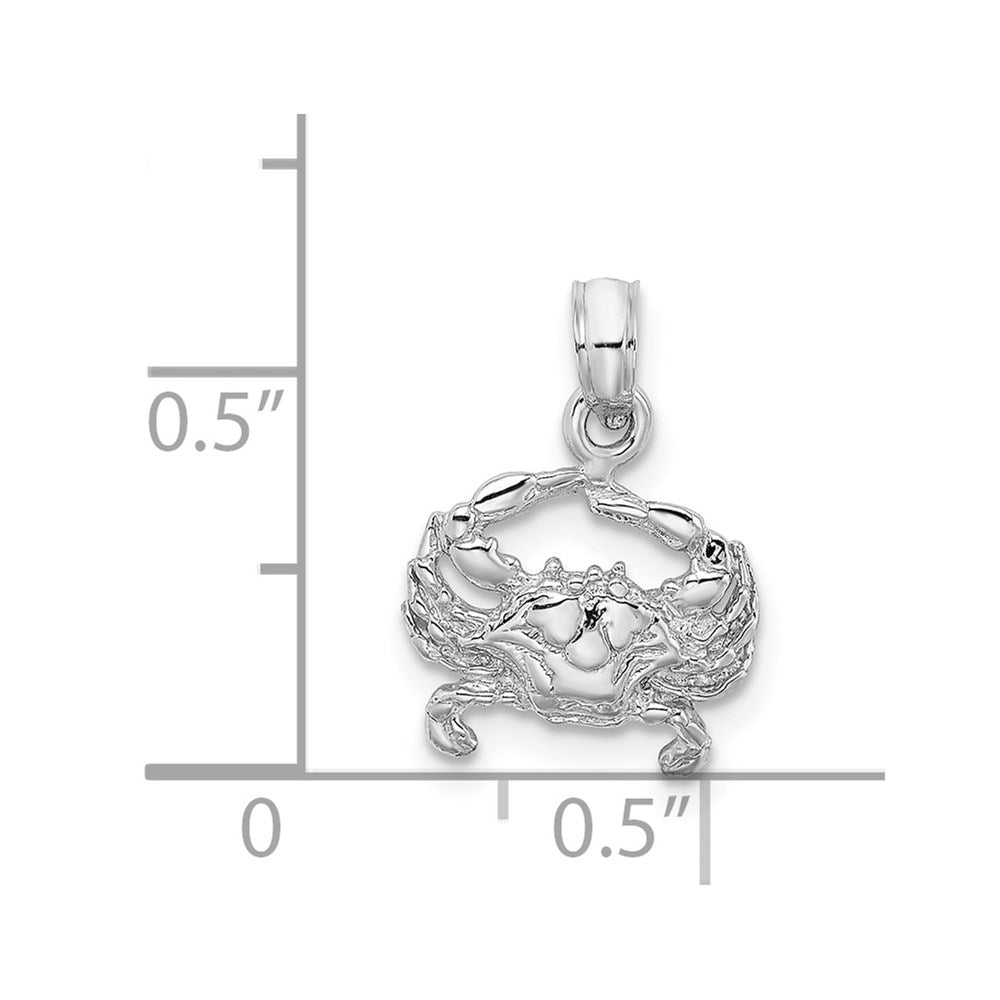 14k White Gold 11.7 mm Blue Crab Charm (0.76 grams)
