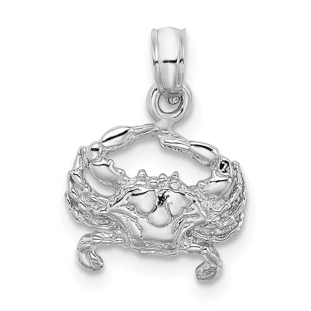 14k White Gold 11.7 mm Blue Crab Charm (0.76 grams)