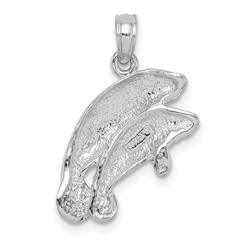 14k White Gold 18 mm Double Manatee Pendant (1.81 grams)