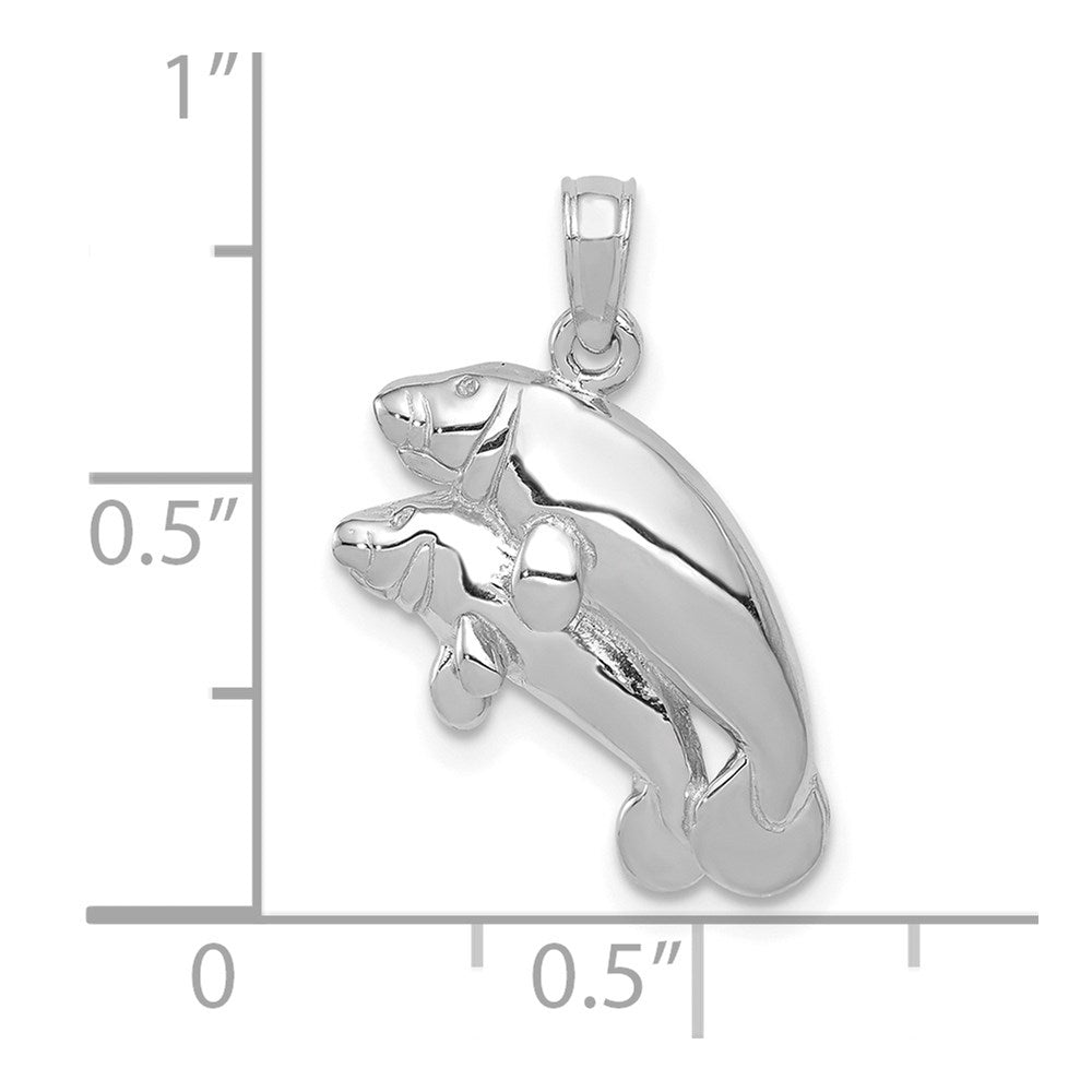14k White Gold 18 mm Double Manatee Pendant (1.81 grams)