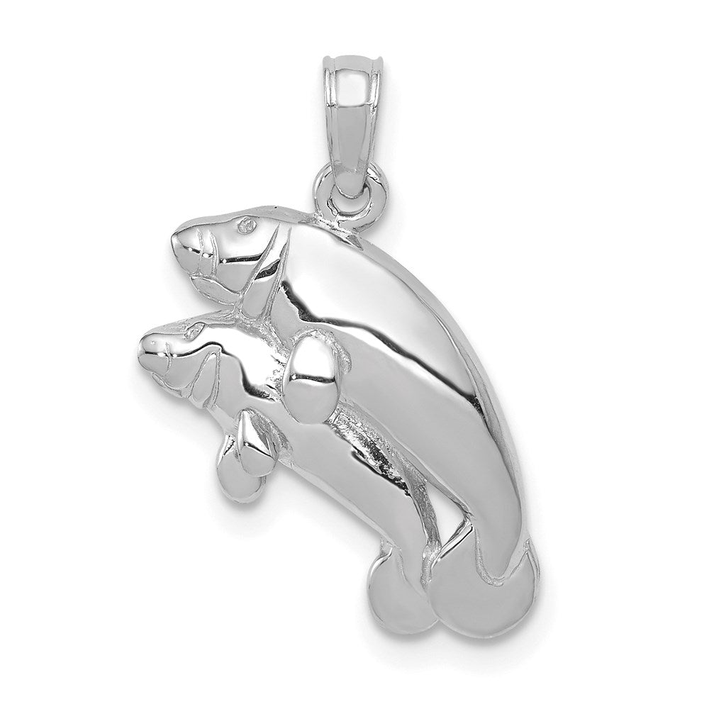 14k White Gold 18 mm Double Manatee Pendant (1.81 grams)