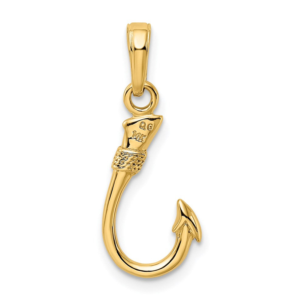 14k Yellow Gold 8 mm 3D Fish Hook Pendant (0.91 grams)