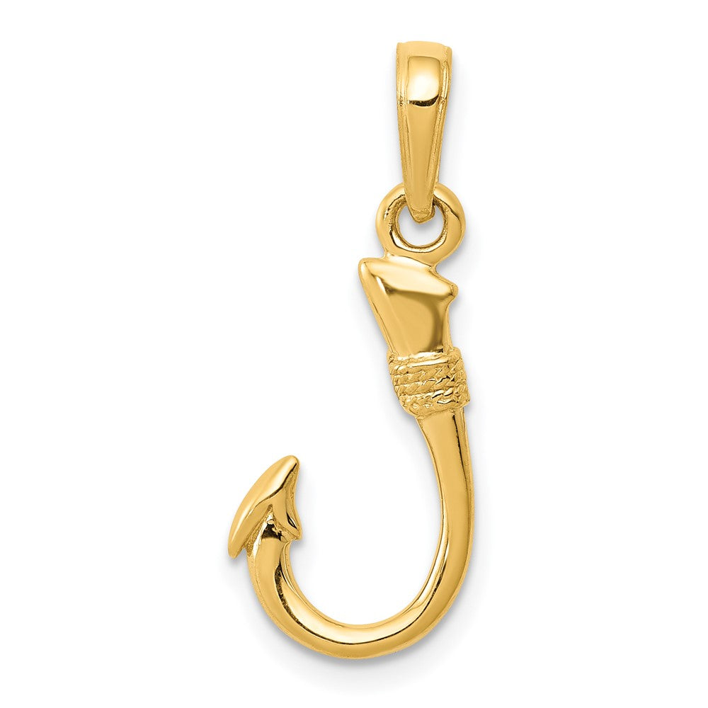 14k Yellow Gold 8 mm 3D Fish Hook Pendant (0.91 grams)
