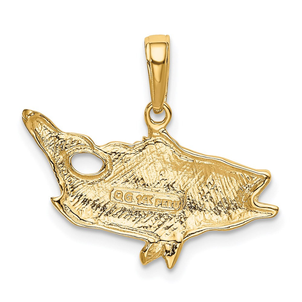 14k Yellow Gold 22 mm Open Mouthed Bass Fish Pendant (1.66 grams)
