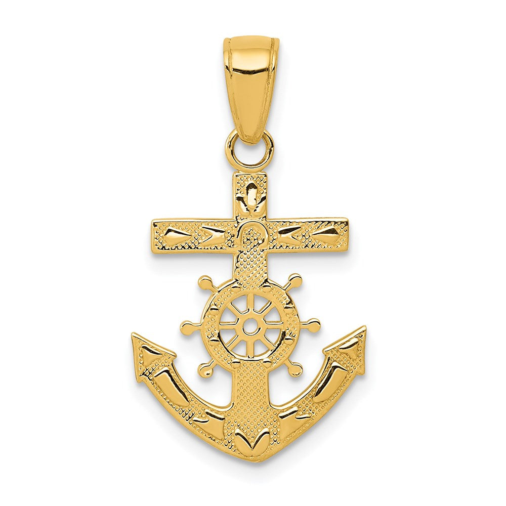 14k Yellow Gold 15 mm Mariner's Cross Pendant (0.99 grams)