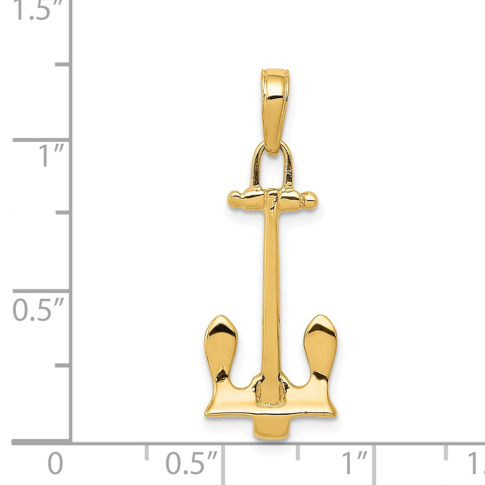 14k Yellow Gold 11 mm 3D Navy Anchor Pendant (1.57 grams)