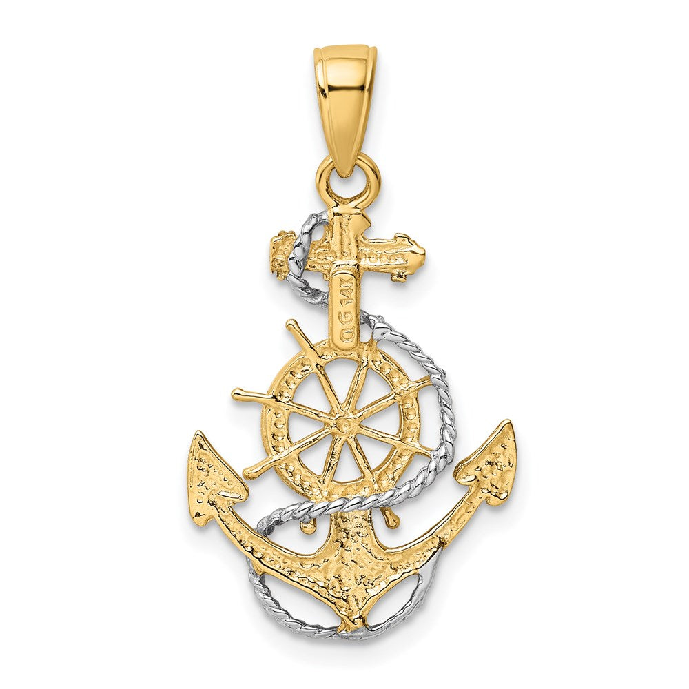 14k Yellow & Rhodium 17 mm Anchor w/Rope Pendant (1.46 grams)