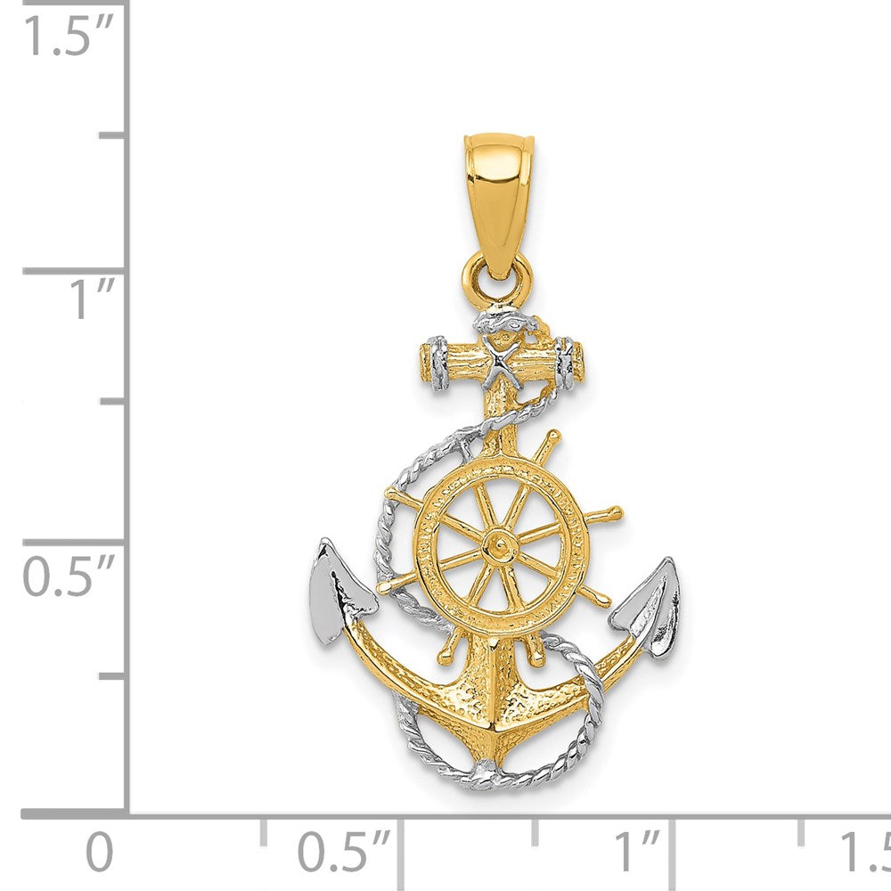14k Yellow & Rhodium 17 mm Anchor w/Rope Pendant (1.46 grams)