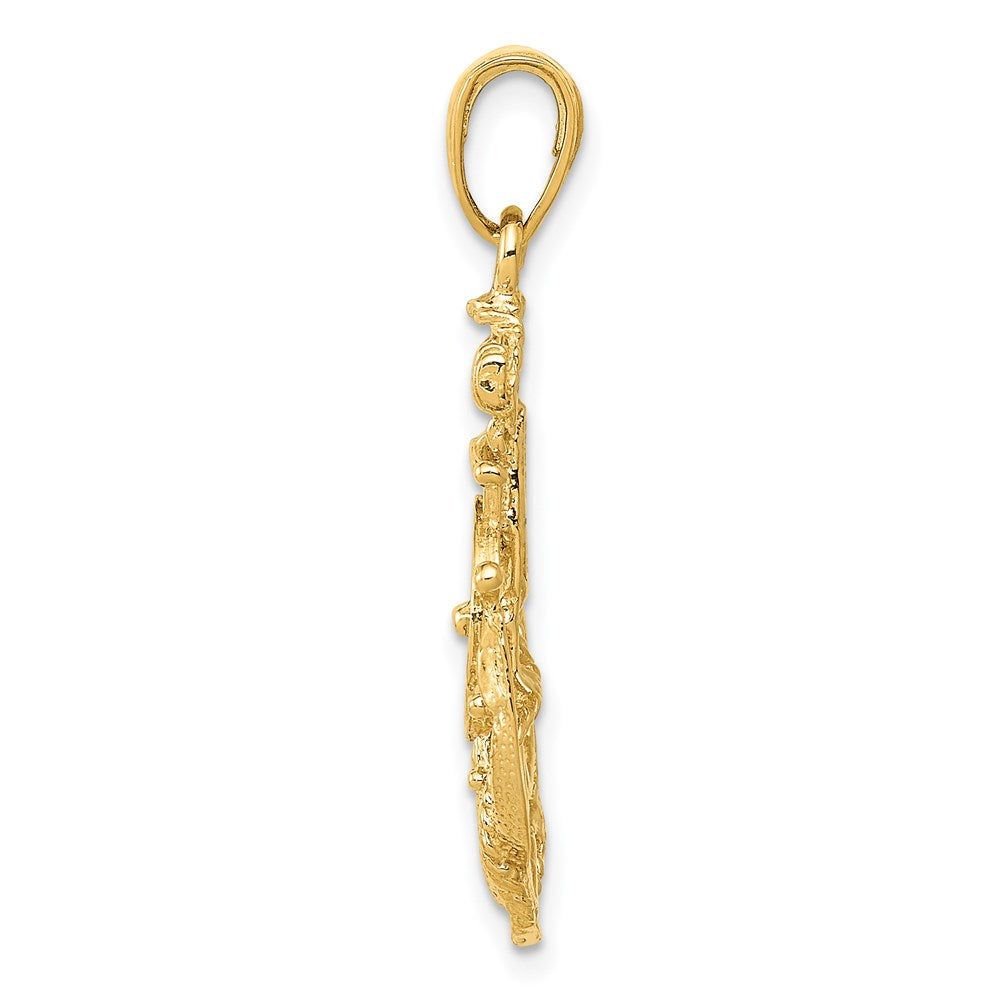 14k Yellow Gold 17 mm Medium Anchor w/Wheel Pendant (1.89 grams)