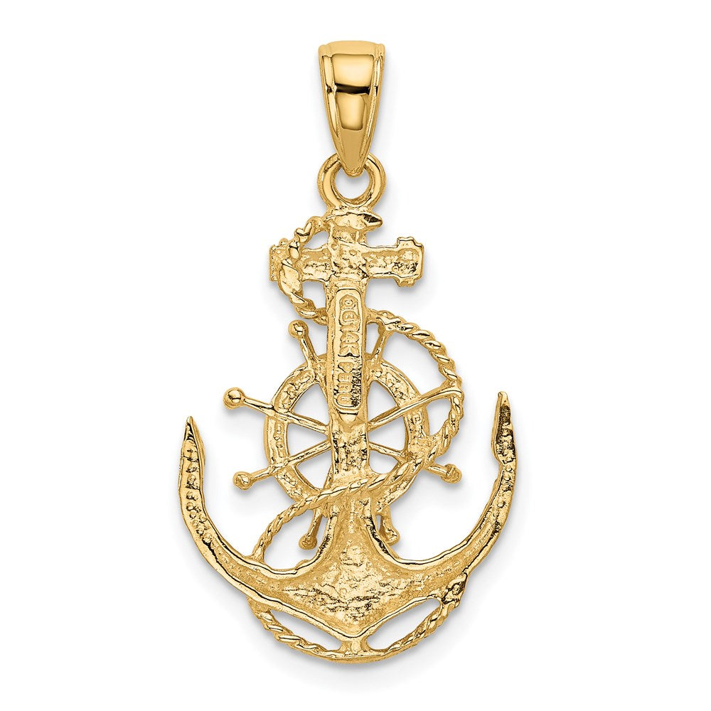 14k Yellow Gold 17 mm Medium Anchor w/Wheel Pendant (1.89 grams)