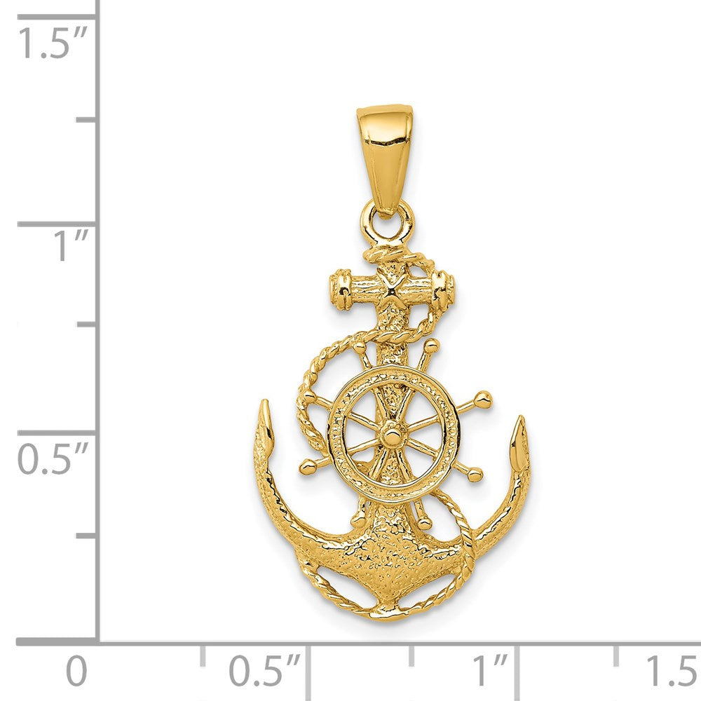 14k Yellow Gold 17 mm Medium Anchor w/Wheel Pendant (1.89 grams)