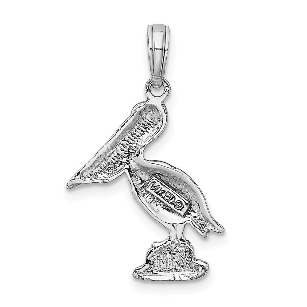 14k White Gold 15 mm Standing Pelican Charm (1.28 grams)