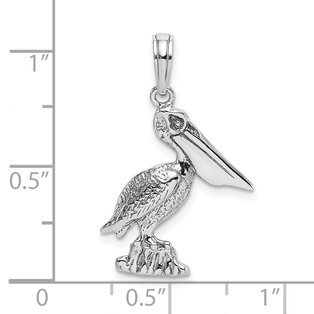 14k White Gold 15 mm Standing Pelican Charm (1.28 grams)