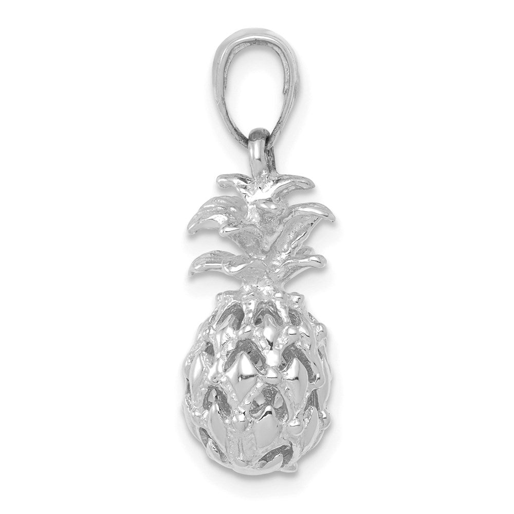 14k White Gold 8 mm 3D Cut-out Pineapple Pendant (2.92 grams)