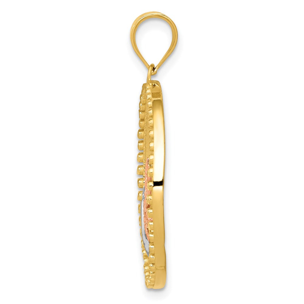 14k Two-tone 24 mm Dragonfly Pendant (1.85 grams)