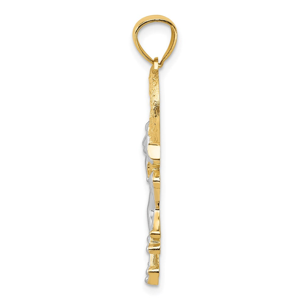 14k Yellow & Rhodium 18 mm D/C Frog in Heart Pendant (1.64 grams)