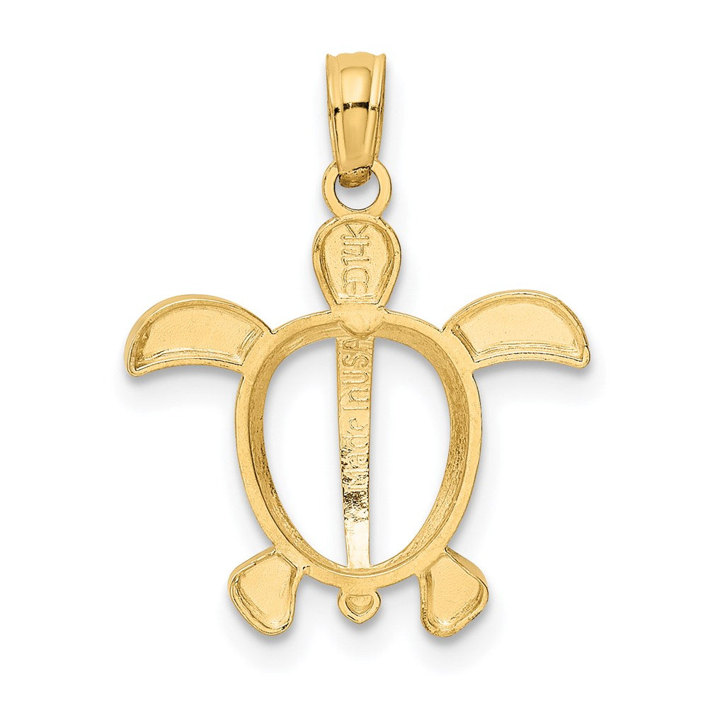 14k Yellow & Rhodium 16.5 mm Sea Turtle Pendant (0.78 grams)
