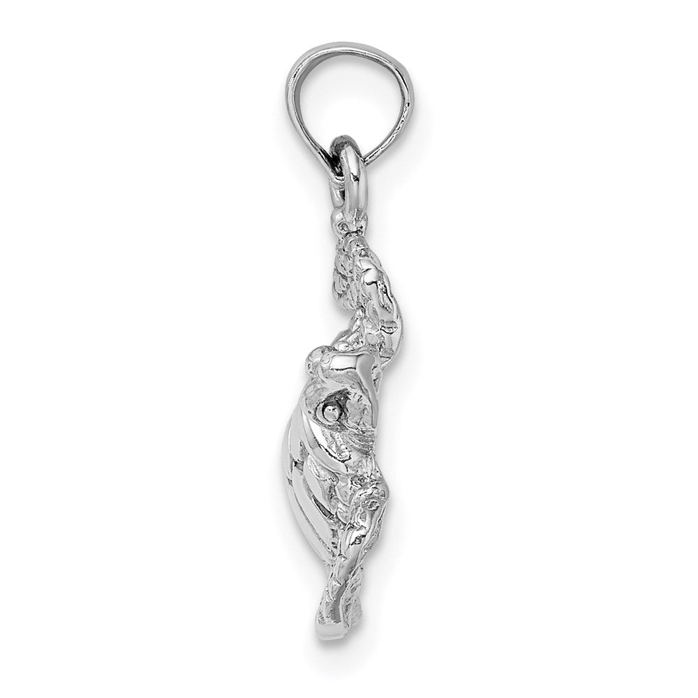 14k White Gold 20.15 mm Textured Sea Turtle Charm (2.19 grams)