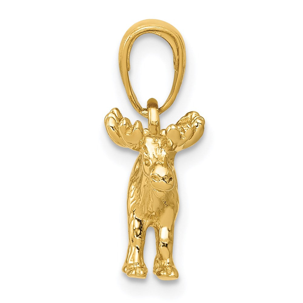 14k Yellow Gold 14 mm 3-D Moose Pendant (2.08 grams)