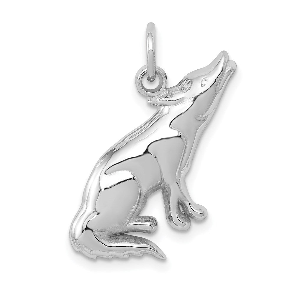14k White Gold 13 mm Wolf Charm (1.2 grams)