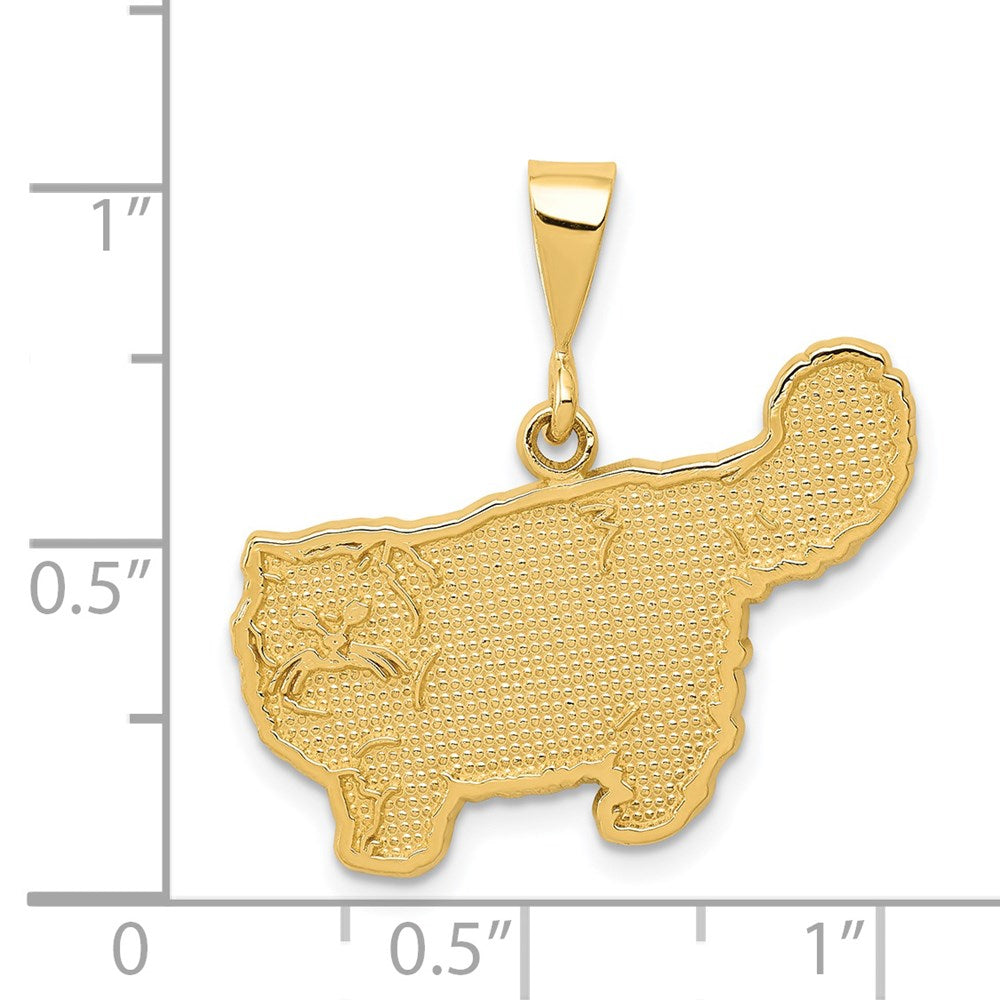14k Yellow Gold 25 mm Persian Cat Pendant (2.09 grams)