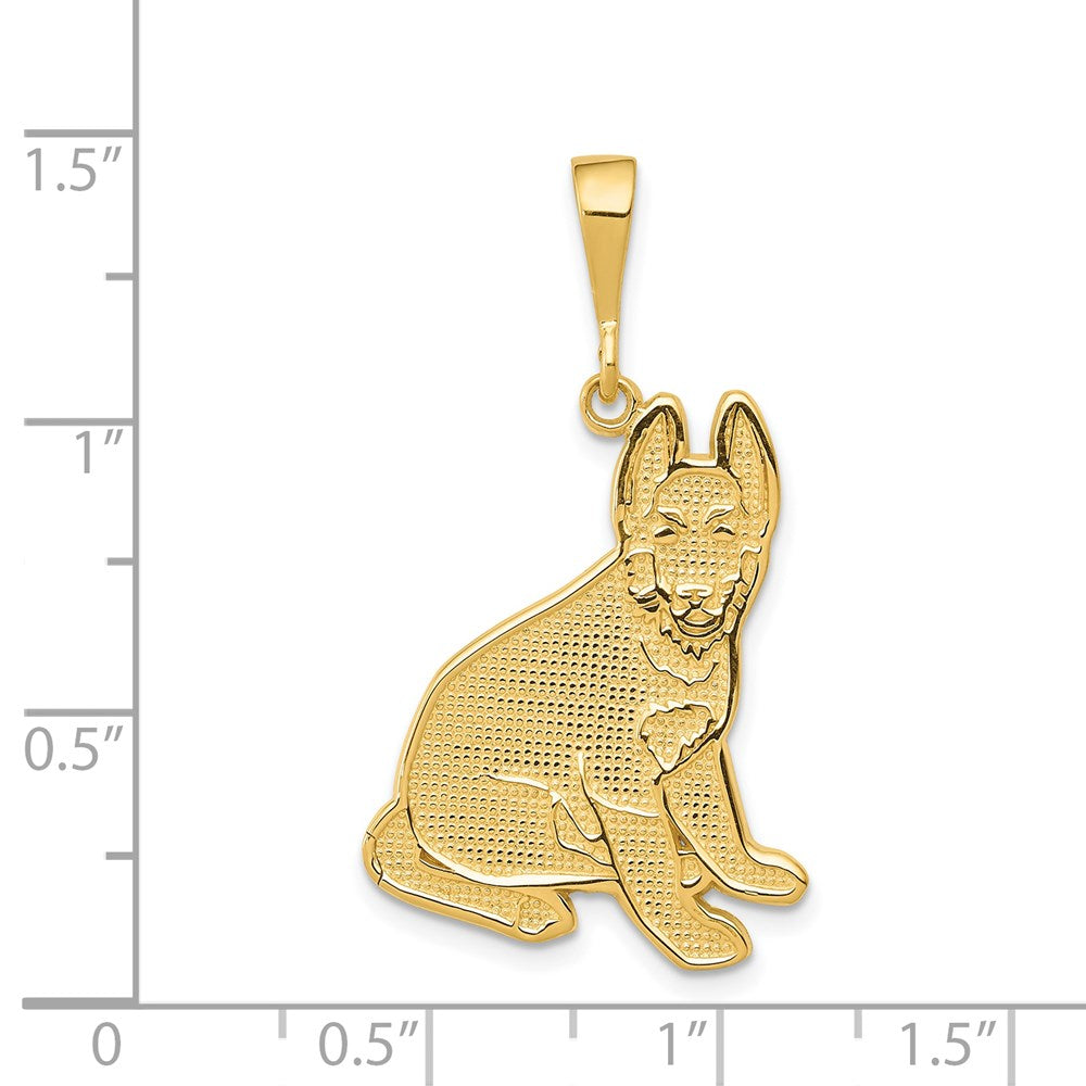 14k Yellow Gold 19 mm German Shepherd Pendant (2.09 grams)