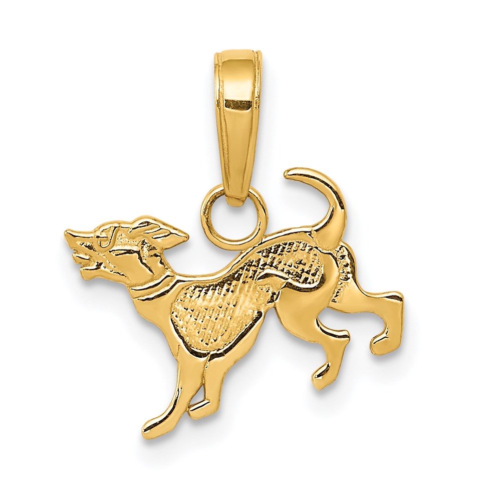 14k Yellow Gold 13 mm Dog Pendant (0.64 grams)
