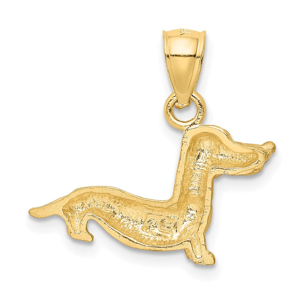 14k Yellow Gold 20 mm Diamond-cut Dachshund Pendant (1.69 grams)