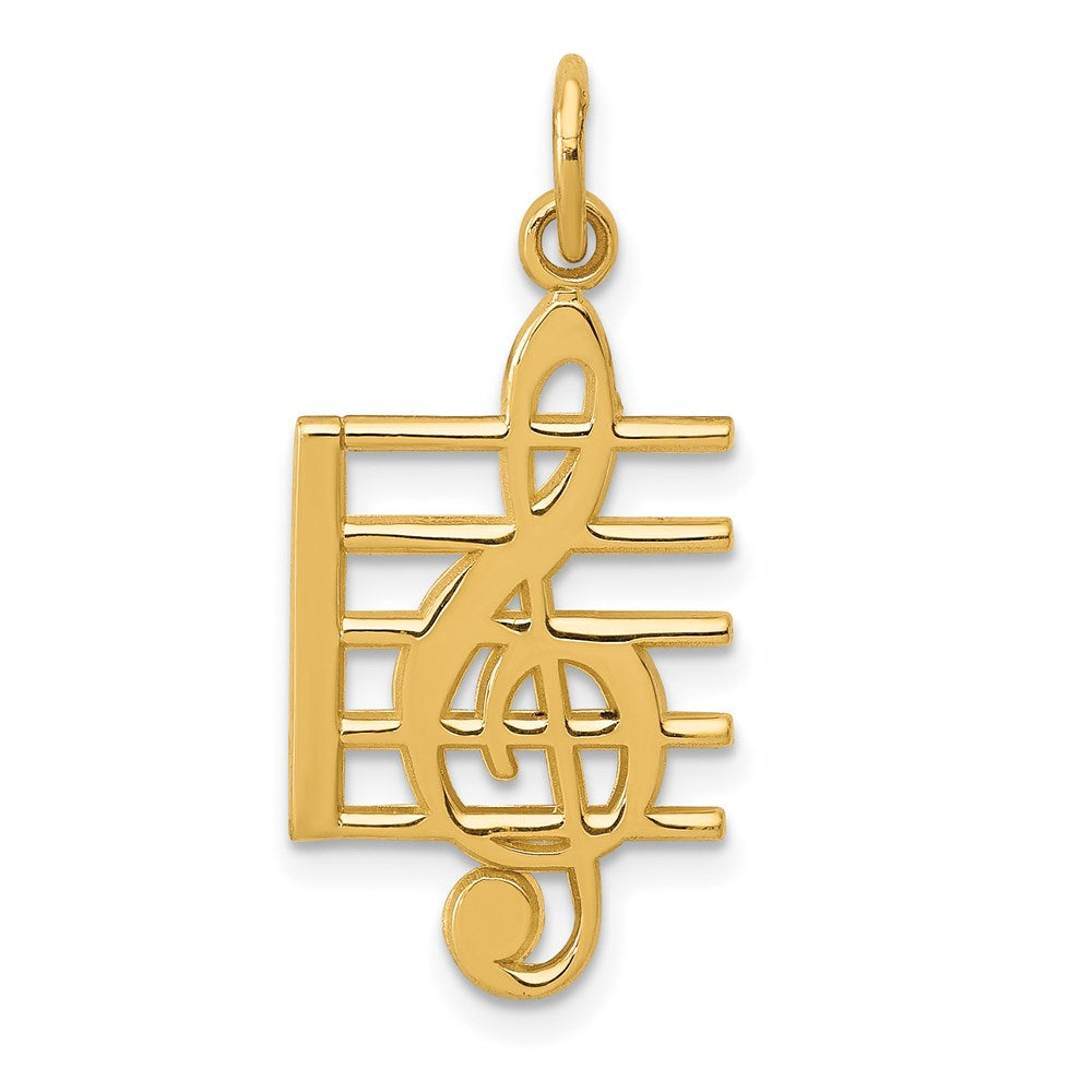 14k Yellow Gold 12 mm Musical Staff Charm (0.96 grams)