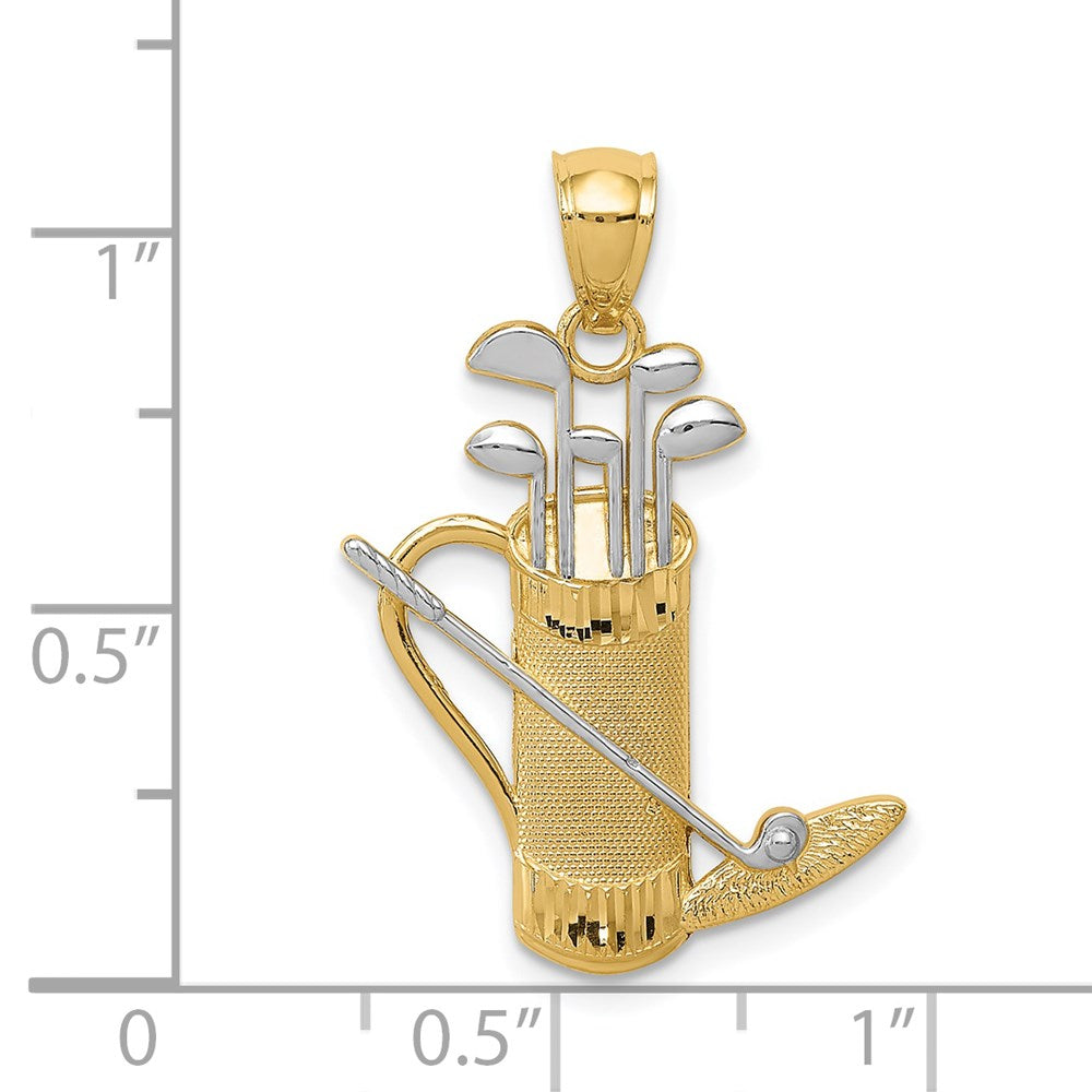 14k Yellow & Rhodium 19 mm Golf Bag Pendant (1.14 grams)