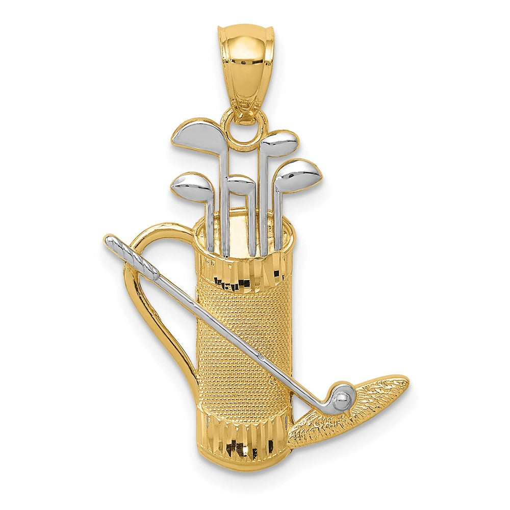 14k Yellow & Rhodium 19 mm Golf Bag Pendant (1.14 grams)