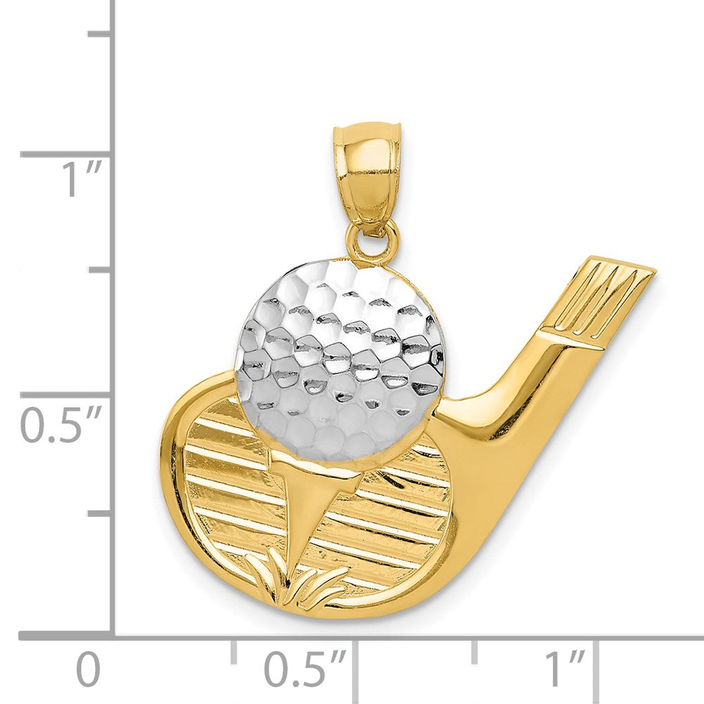 14k Yellow & Rhodium 24 mm Golf Pendant (1.63 grams)