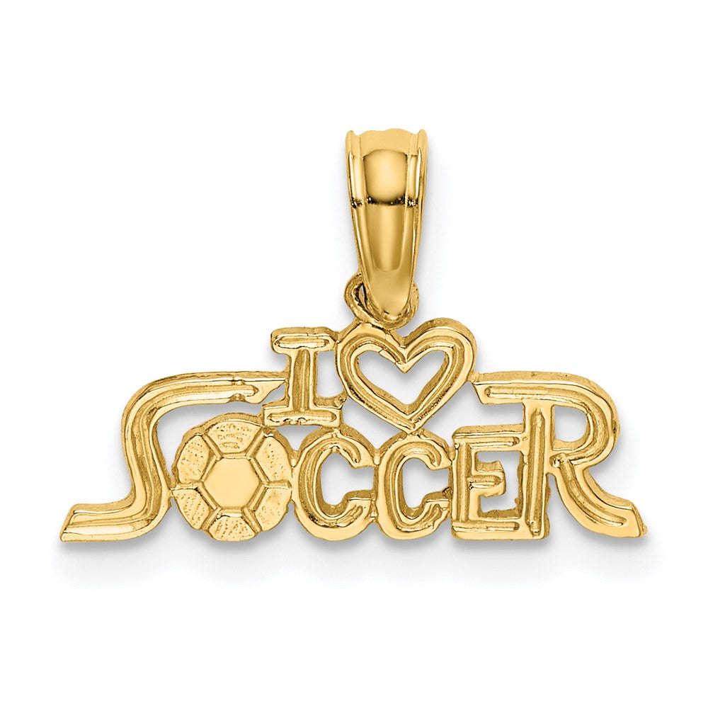14k Yellow Gold 16 mm I HEART SOCCER Charm (0.56 grams)