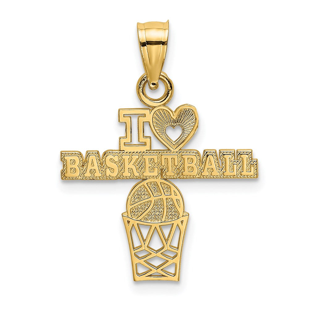 14k Yellow Gold 17.3 mm I HEART BASKETBALL Charm (0.83 grams)