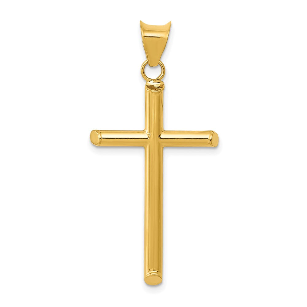 14k Yellow Gold 16 mm 3-D Polished Hollow Cross Pendant (0.92 grams)
