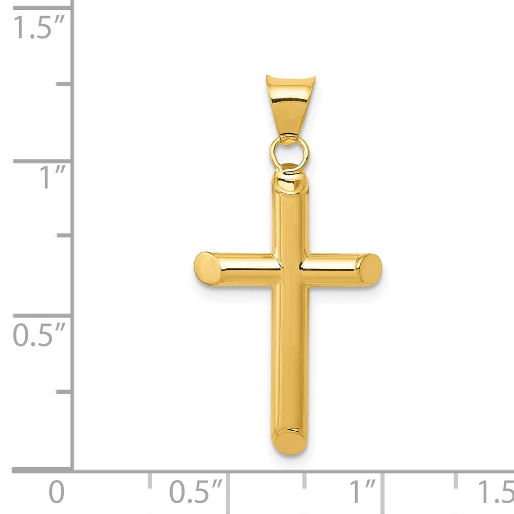 14k Yellow Gold 17 mm 3-D Polished Hollow Cross Pendant (1.05 grams)
