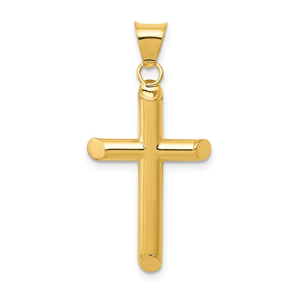 14k Yellow Gold 17 mm 3-D Polished Hollow Cross Pendant (1.05 grams)