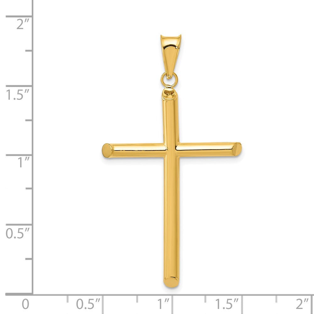 14k Yellow Gold 25 mm 3-D Polished Hollow Cross Pendant (1.56 grams)
