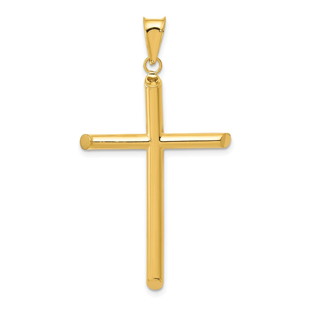 14k Yellow Gold 25 mm 3-D Polished Hollow Cross Pendant (1.56 grams)