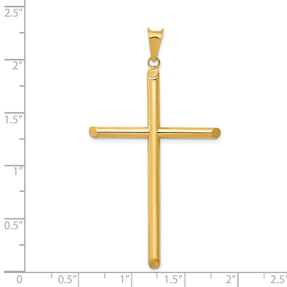 14k Yellow Gold 32 mm 3-D Polished Hollow Cross Pendant (1.78 grams)