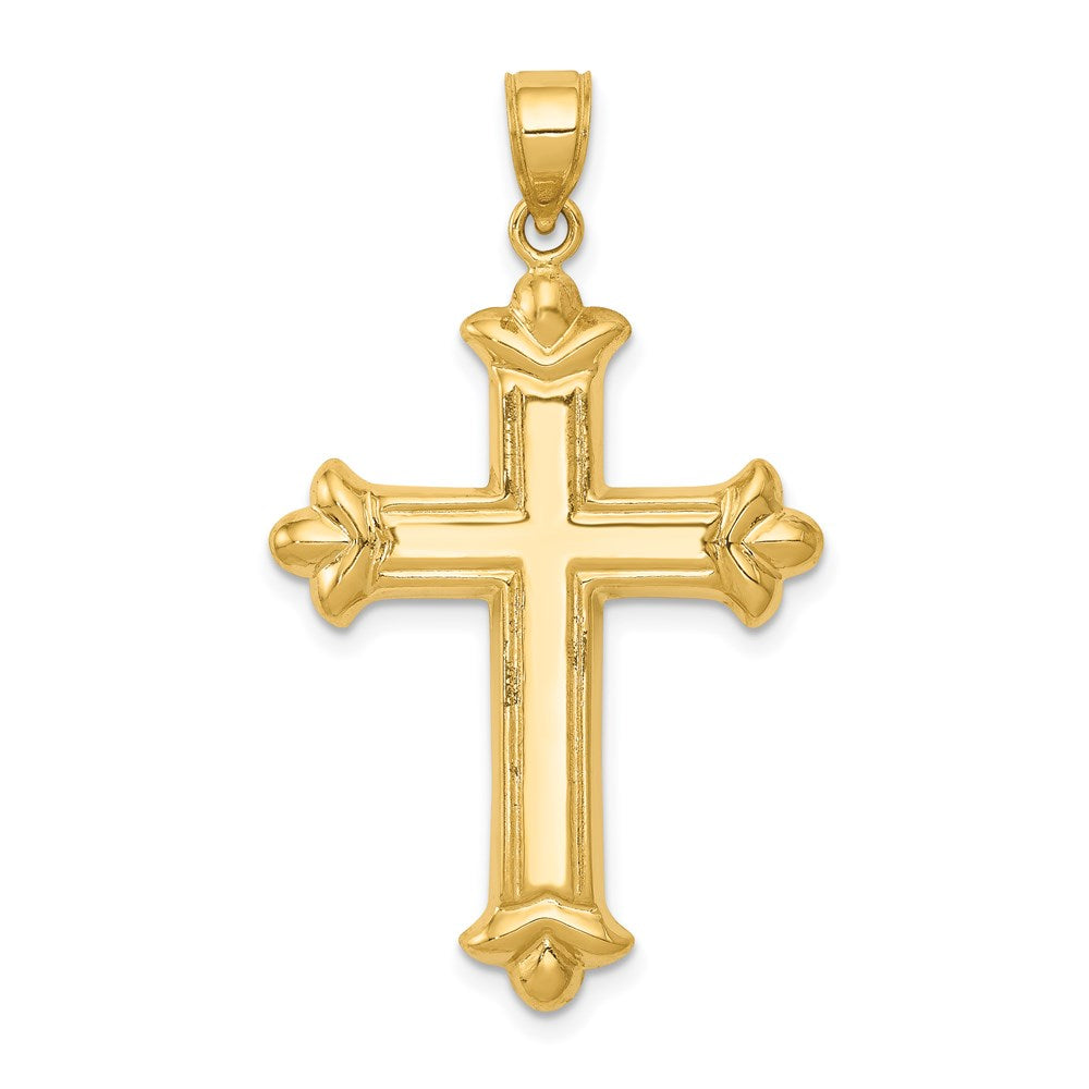 14k Yellow Gold 23 mm Reversible Diamond-cut Cross Pendant (1.37 grams)