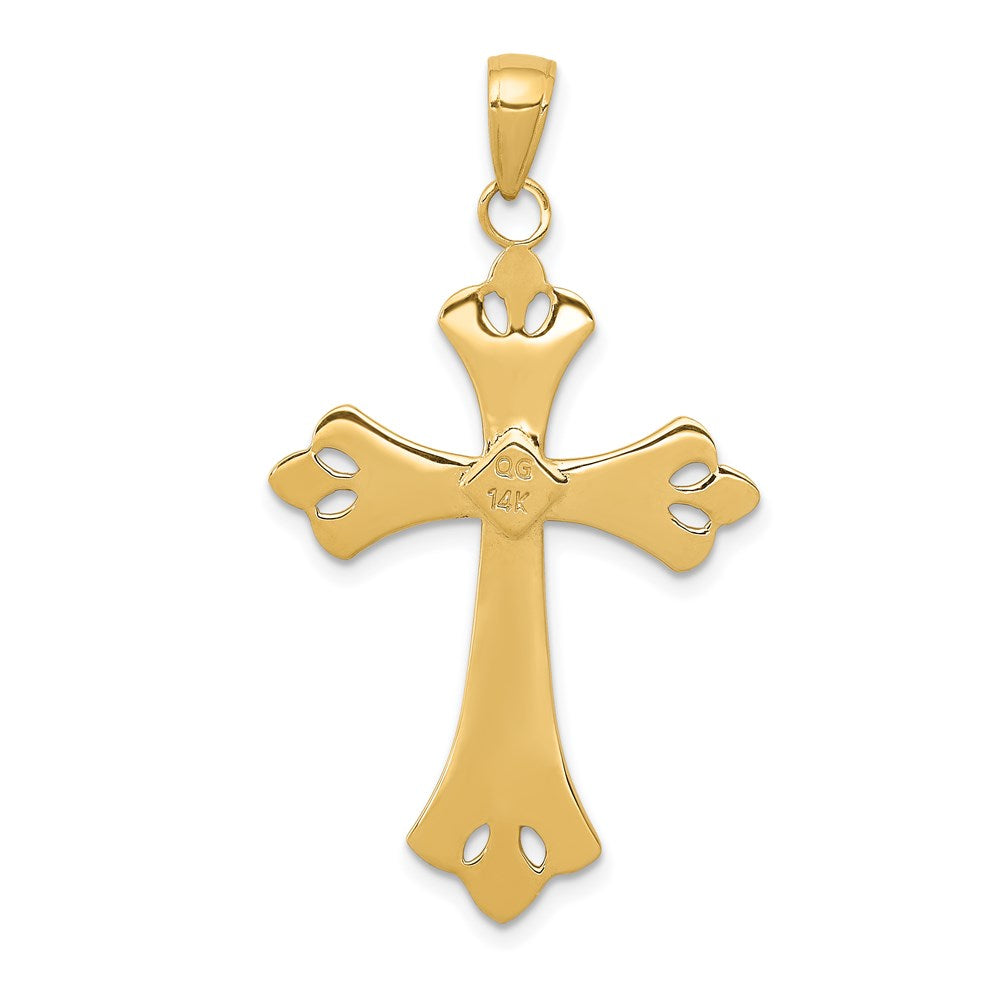 14k Yellow & Rhodium 23 mm Textured Cross Pendant (2.02 grams)