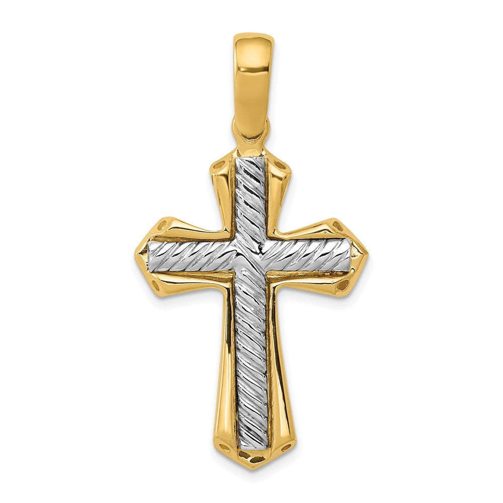 14k Two-tone 21 mm Solid Cross Pendant (5.82 grams)