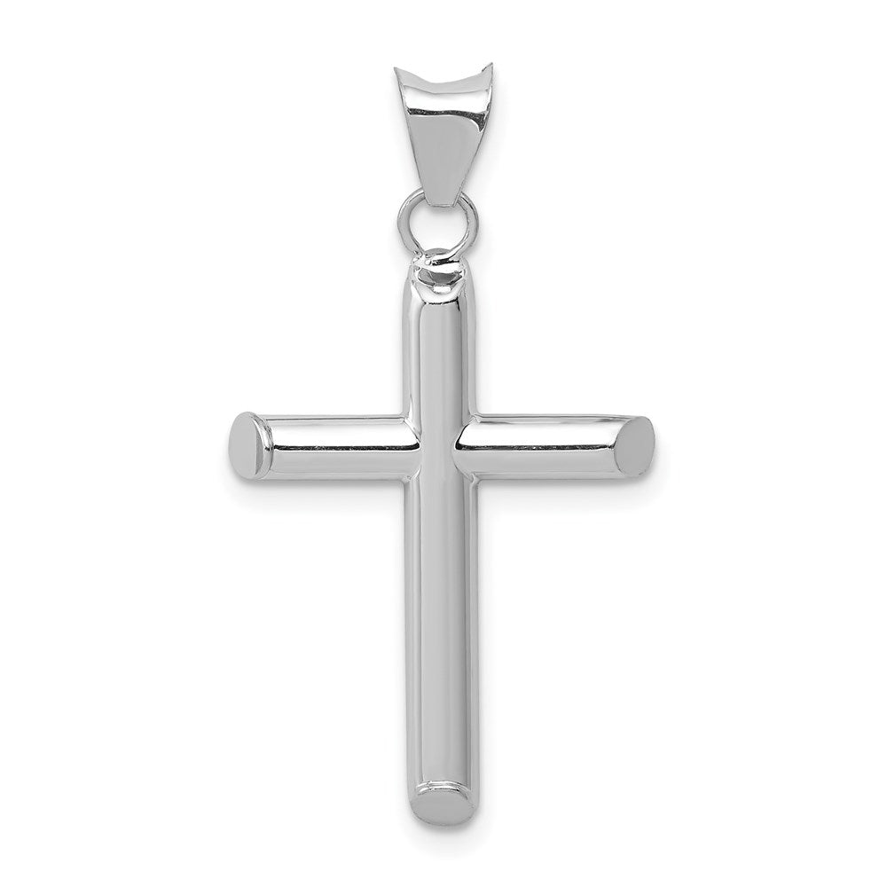14k White Gold 16 mm Polished Hollow Cross Pendant (1.08 grams)