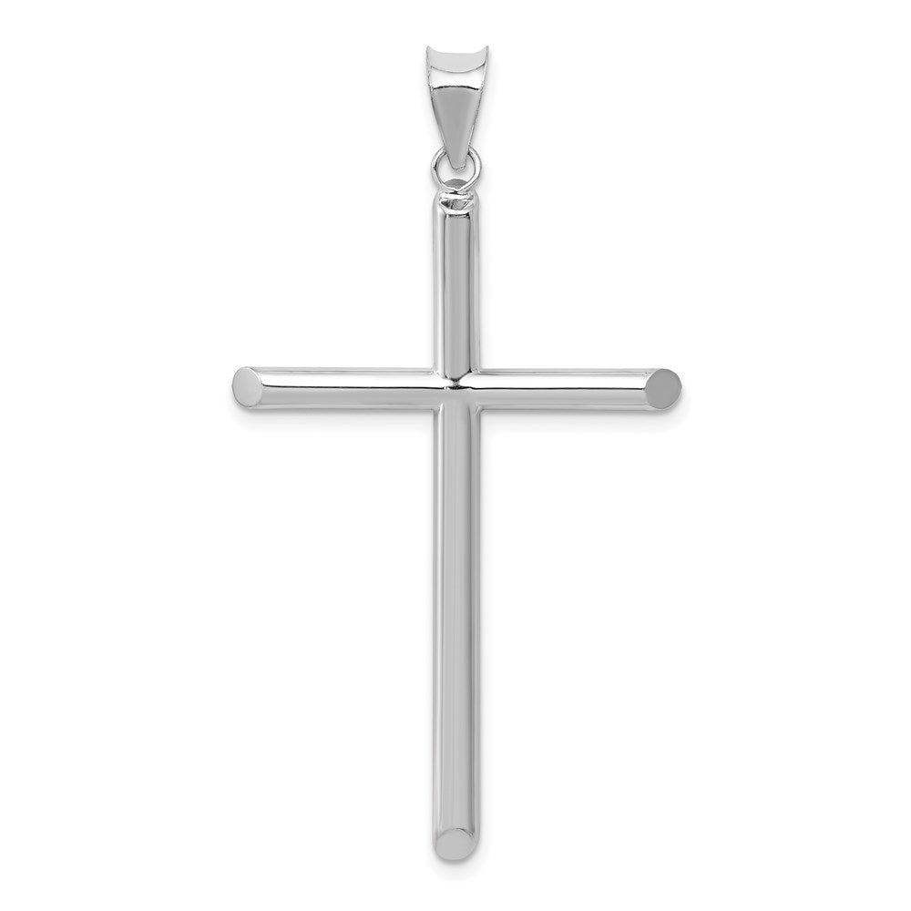 14k White Gold 25 mm Polished Hollow Cross Pendant (1.7 grams)