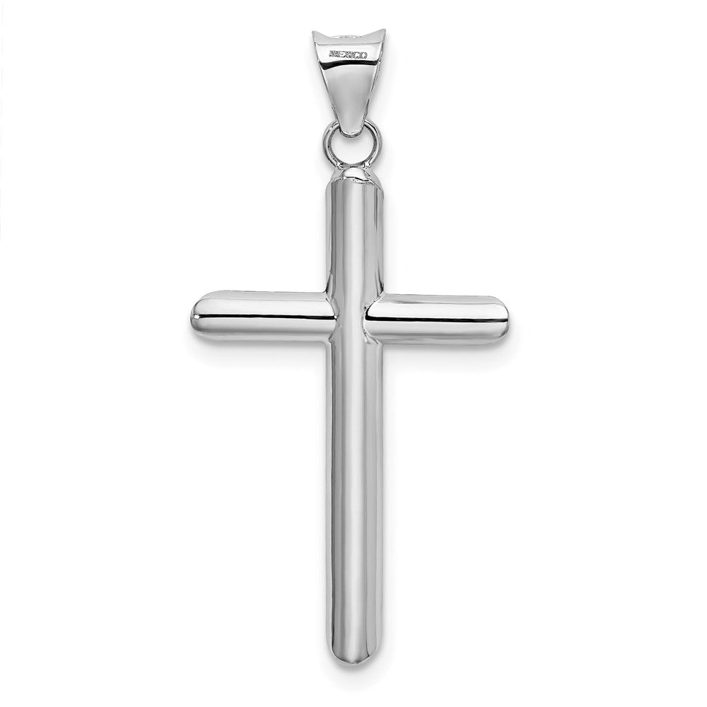 14k White Gold 17 mm Hollow Cross Pendant (1.14 grams)