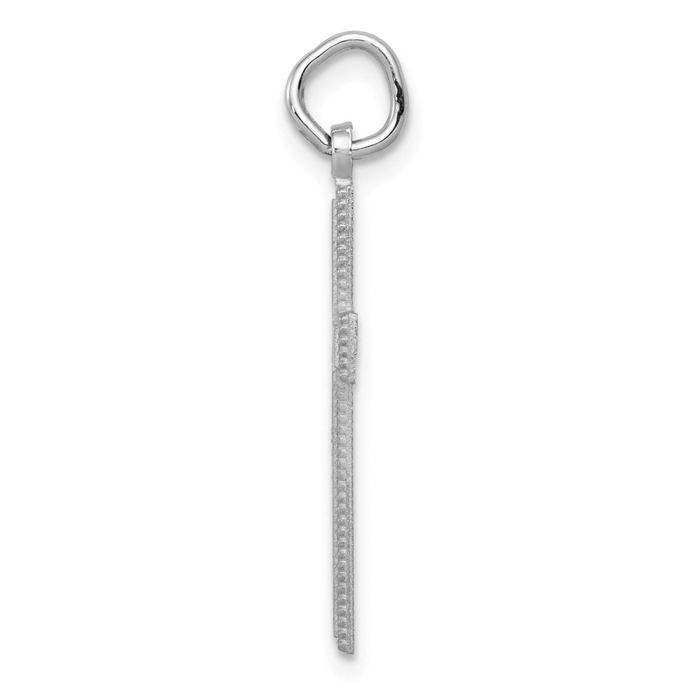 14k White Gold 12 mm Diamond-cut Cross Pendant (0.96 grams)