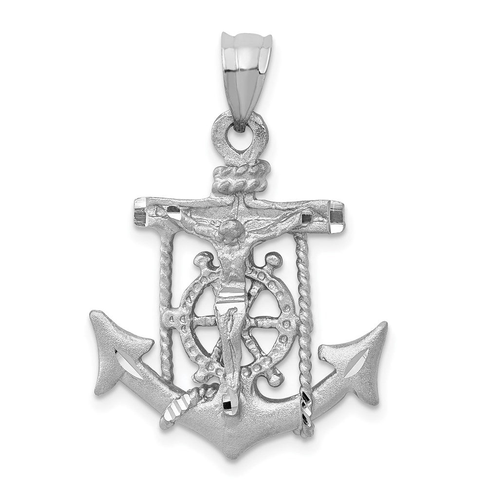 14k White Gold 22 mm Mariners Cross Pendant (2.77 grams)